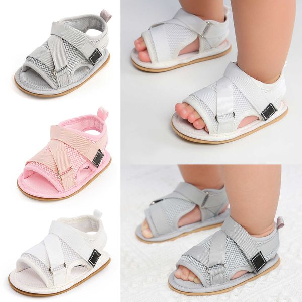 Sandales À La Mode D'été Infantile Bébé Filles Garçons Sandales Chaussures Couleur Unie Style Simple Nouveau-Né Chaussures En Plein Air Plage Semelle Souple Chaussures Antidérapantes Z0331