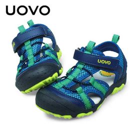 Sandalen Uovo Kinderschoenen zomer gesloten teen peuter sandalen orthopedische sport pu lederen babyjongens sandalen schoenen 240423