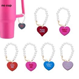 Sandales Valentin Day Love Pearl Chain with Charm for Cup en forme d'accessoires en forme de gobelet