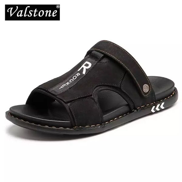 Sandalias Valstone Genuine Cuero zapatillas para hombres Venta caliente Venta calientes Sandalias masculinas Playa Zapatos Fliplops Hombres Sandalia