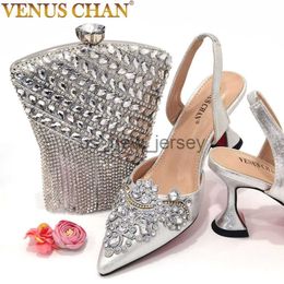 Sandales Venus Chan 2023 Nouvelle Mode Simple Et Polyvalent Argent Bout Pointu Talons Hauts Confortable À Porter Parti Dames Chaussures Et Sac J230608