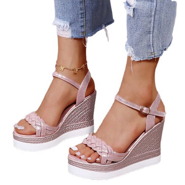 Sandalias de tacón de cuña para Mujer 2023 nuevo verano Sexy Peep Toe plataforma moda tacones altos Zapatos Sandalias Mujer Y2302