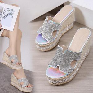 Sandalen Wiggen Voor Vrouwen Dikke Platform Blingbling Zomer Pompen Dames Party Schoenen 10.5 Cm Hoge Hakken Vrouwelijke Sildes Sandale