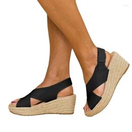 Sandales compensées chaussures pour femmes 2023 été dames solide grande taille antidérapant Famale chaussures décontractées femme confortable