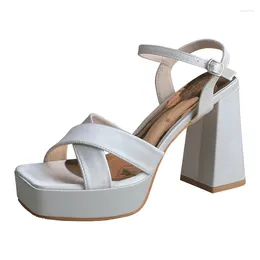 Sandales Wedopus Block Heel Platform Femmes Ivoire Sandale de mariage en été 10CM