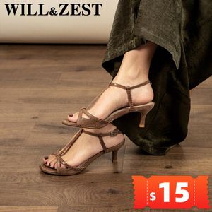 Sandalen Willzest Designer Women Fashion Shoes Stilleto Hoge Heels Sexy Open Toe Purple Summer Leather Strappy Heel