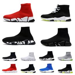 Sandales avec chaussettes Speed trainer 1.0 Casual ShOes Fly Knit Platform Mens Runner Triple Noir Blanc Rouge Sock Shoe Master Womens Sneakers Classic Speeds Recycled 2.