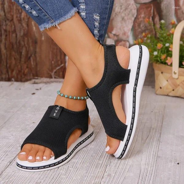 Sandalias Mujer tejido elástico zapatos casuales 2024 verano Mujer cuñas plataforma deportes de playa de talla grande 43 Sandalias Mujer