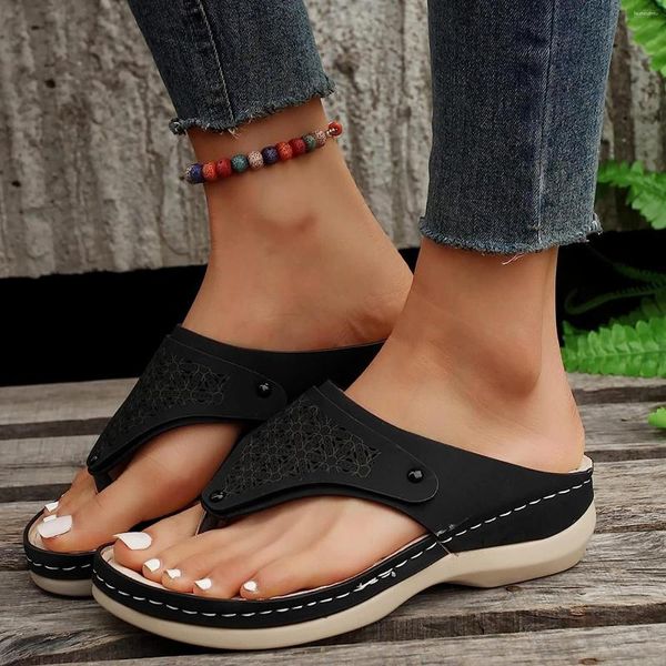 Sandalias Women 1315 Summer Open Toe Beach Shops Flip Cuñas cómodas zapatillas de moda