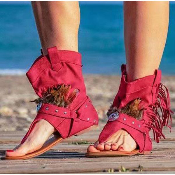 Sandales femmes 2021 Clip orteil femmes bottes Sexy dames chaussures décontractées pour femme gland sandale Rome gladiateur été femme Sandales
