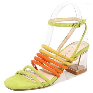 Sandals Femmes 2022 Jelly Crystal Open Toed High Heels Transparent Talon Slippers Pumps 6cm Romen Girls Shoe5