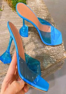 Sandals Women 2022 Star Style Transparante PVC Crystal Cleared Slippers Fashion High Heel Female Slides Summer Shoes 2203032635644