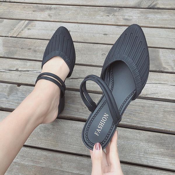 Sandalias mujer 2022 tacón de cuña zapatos de punta de mujer plástico dos desgaste verano y zapatillas