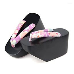 Sandales femmes été bois Super haut talon Geisha Cosplay chaussures belle mat peint tongs classique japon Geta