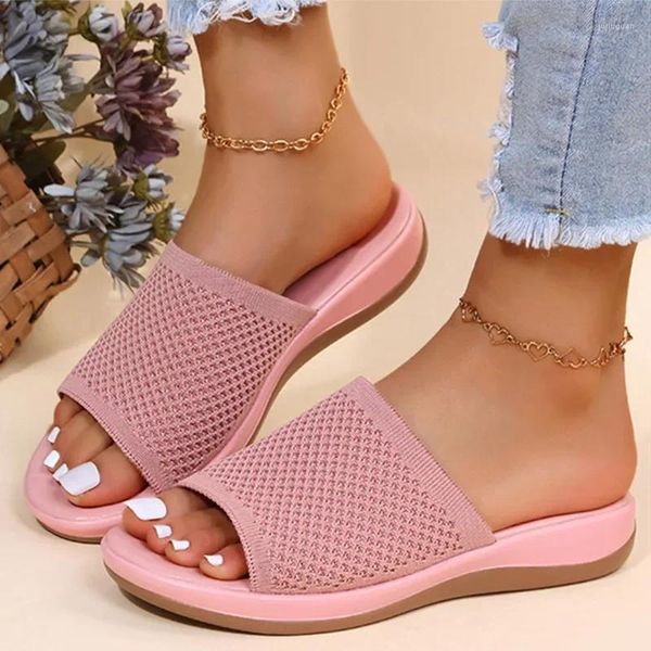 Sandales femmes chaussures de salle de bain talons respirant maille pantoufle compensées Chaussure Femme tongs de bain