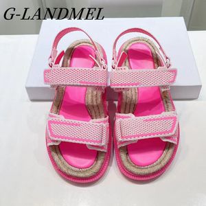 Sandals Women Beach Open 146 Toe Magic Tape Flat Platform Holiday Orange Pink Designer Summer Sandaal Fashion Vacation Shoe 230807 389