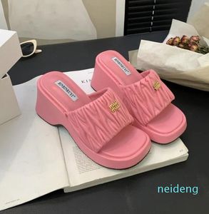 Sandalias Mujer Bloque Tacón Zapatillas Plataforma Rosa Casual Tacones Altos Cuñas Al Aire Libre Diseñador De Verano