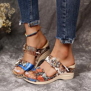 Sandalen Vrouwen Ademend Retro Strand Wedge Vrouwelijke Zomer Schoenen Voor 2022 Luipaard Print Platform Vis Mond Slippers