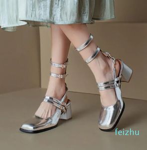 Sandalias Mujeres Diseñadores Charol Tacones altos Mary Jane Single Chaussure Femme Zapatos de boda