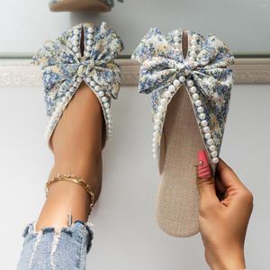 Sandalen vrouwen chicere zomerschoenen plat boho rhinestone open teen pearl