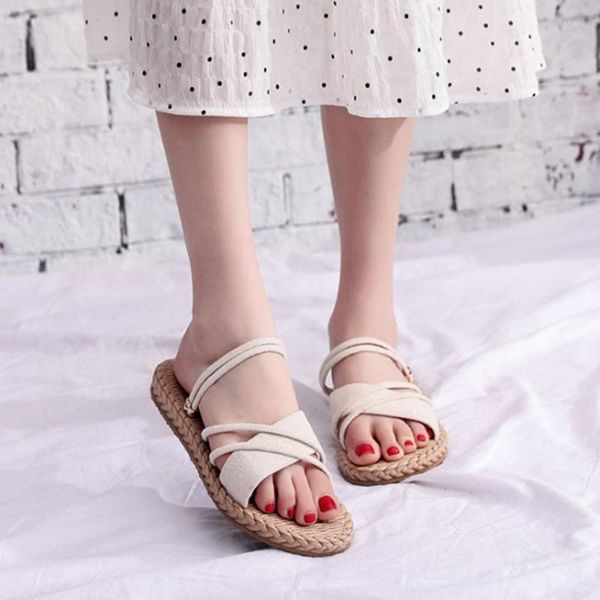 Sandalias Mujer moda playa zapatos coreano verano para Retro gladiador zapatillas al aire libre Casual Sandalias planas De Mujer