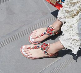 Sandals Femmes plates Red tongs Mariage avec straps de chaussures de plage colorés Sangle de cheville pour filles