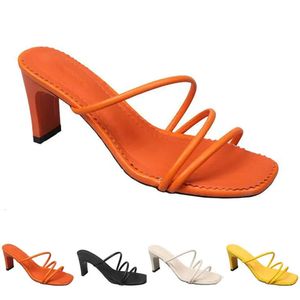 Sandals femmes talons pantoufles chaussures de haute couture gai triples blanc noir rouge jaune vert brun co d9a