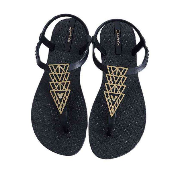 Sandales femmes talons hauts été nouveau Clip orteil plage sandales mode Style bohème tongs dame chaussures plates 220412