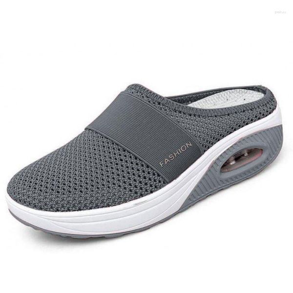 Sandalias de malla para mujer, zapatos ligeros, zapatillas de mujer, cuña, cojín de aire para mujer, zapatillas informales de fondo grueso de talla grande 43