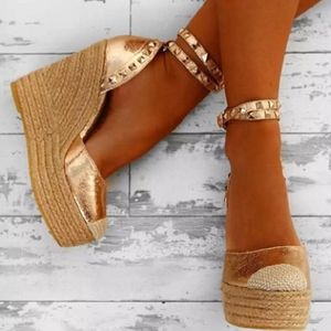 Sandalen vrouwen platform espadrille schoenen zomer hoge hakken wiggen gladiator sexy klinknagel enkelband dames pumps groot formaat