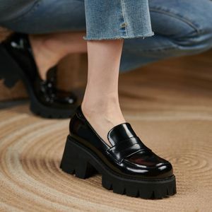 Sandalias Mujer Platforma Zapatos Med Bottom Creepers Punta Redonda Plataforma Casual Blanco Vulcanizado CalzadoSlip On Para Primavera OtoñoSandalias