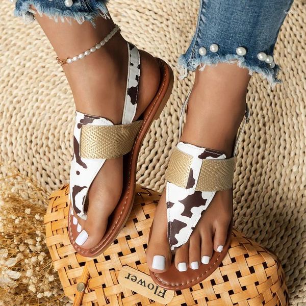 Sandalias Mujer Casual Plano Verano Moda Leopardo Estampado Zapatillas Zapatos Al Aire Libre Playa Chanclas Mujer Moderno