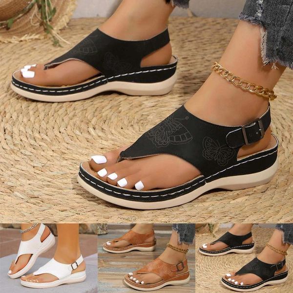 Sandales Femme Casual Side Cape Coucle Boucle Sloper Clip Toe Toe Roman Shoes Roman Summer Fashion Medames Migne Femmes