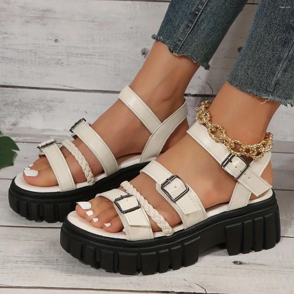 Sandals Fashion Fashion tressé Plateforme Summer Casual Buckle Strap CHAUSTRES CONFORTS