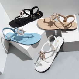 Dayang – sandales à talons plats pour femmes, chaussures de luxe avec étui en strass, confort d'été et décontracté, sabot coulissant pour dames, 2021