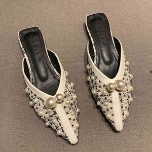 Sandalen Dames Loafers zomerpantoffels spitse tot teen krukken zonder rug vrouwelijke ballerina's dames casual schoenen lage hakken glijbaan