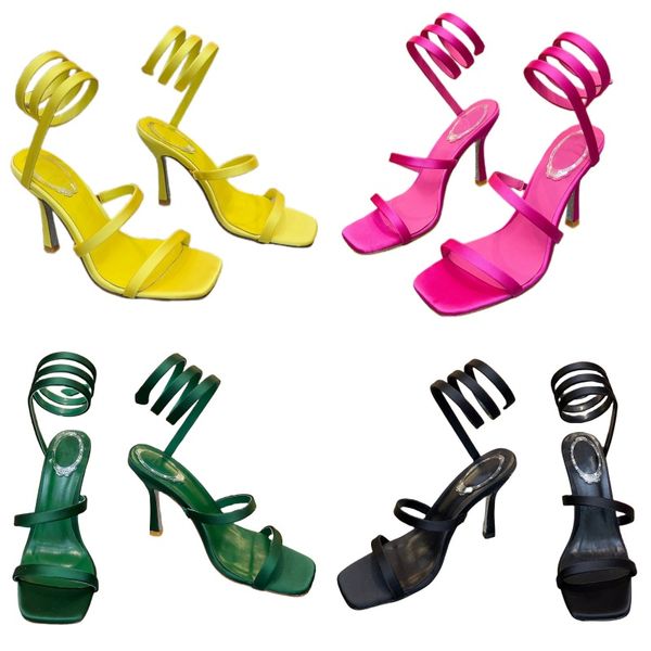 Sandalias zapatos de diseño de lujo para mujeres letras sexy tacones altos zapatos de fiesta de tobillo zapatos de boda sólidos zapatos de boda satén