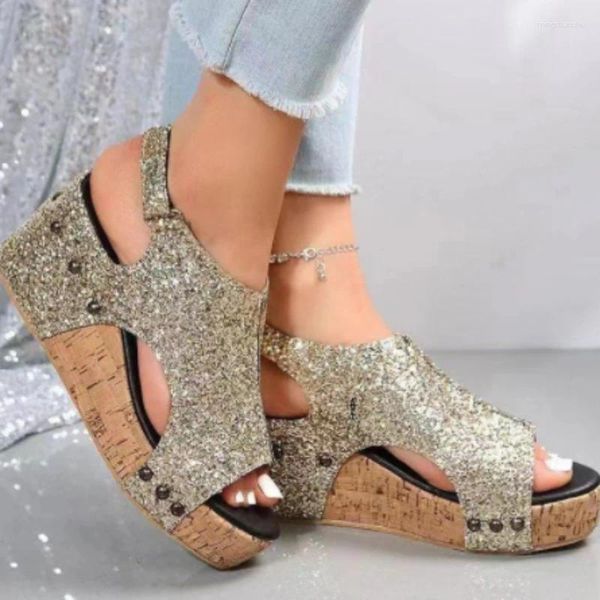 Sandalias de plataforma para mujer, zapatos de verano de talla grande con punta abierta ostentosa, Sandalias informales para mujer al aire libre