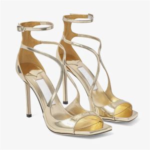 Sandals Sandales pour femmes Summer 2023 Gold High Talons Peep Toe Femmes Pumps Stracts Gladiator Talons Sandalias Designer Prom Dress Chaussures