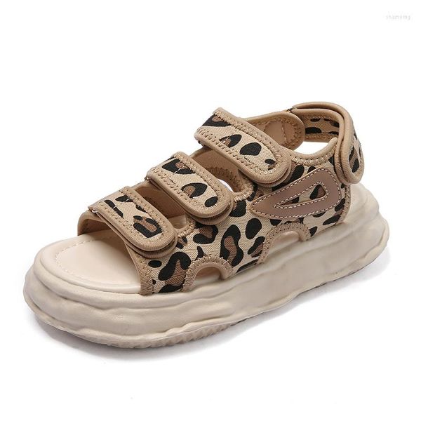 Sandalias Mujer Sexy Leopardo Caucho Antideslizante Pisos Señoras Plataforma Zapatos Verano Casual Playa