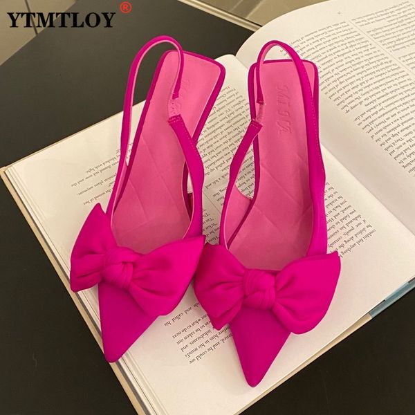 Sandalias Zapatos de mujer Punta estrecha Poco profundo Diamante rosa Diamante Tacón bajo Zapatos de tiras Mujer Tacones verdes Sandalias Nudo de mariposa 230713