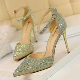 Sandalen Dames Stiletto High Heel Dress Pumps Pointy Toe Lady Bridal Wedding Evening Feestschoenen met Rhinestone Women Sandals WSH4128 G230211