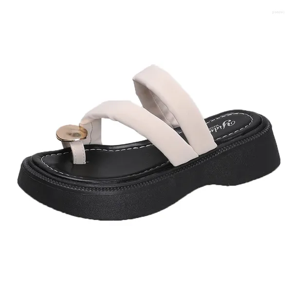 Sandalias Las cuñas de estilo de verano para mujeres bombas de tacones altos Slip on Bling Fashion Gladiator Zapatos Damas abiertas toboganes