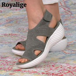 Sandales femmes été Wedge tricot maille conception plate-forme chaussures pour femmes mode confort femme chaussures Zapatillas Mujer 230512