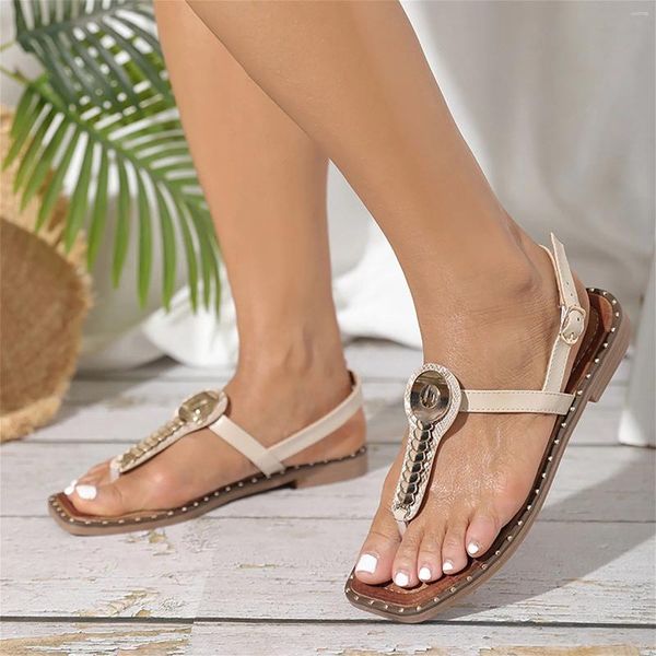 Sandalias Mujer Arena Playa Chanclas Encaje Diamante Plano Cómodo Estilo Boho Tanga Diapositivas Al Aire Libre Zapatos De Verano