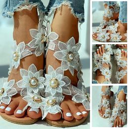 Sandalen Dames Sandalen Boho-stijl Zomerschoenen voor dames Platte sandalen Strandschoenen Bloemen Slippers Chaussures Femme 6 kleuren 35-44 230306