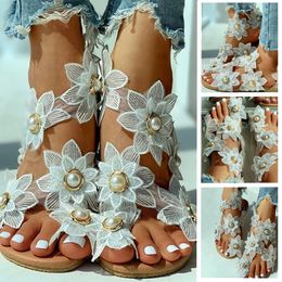 Sandalen vrouwen sandalen boho -stijl zomerschoenen voor vrouwen plat sandalen strandschoenen bloemen flip flops chaussures femme 6 kleuren 3544 230410