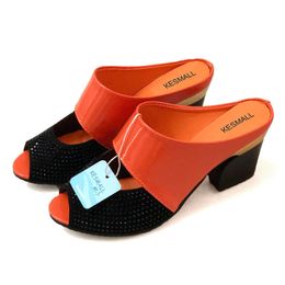 Sandalias Mujer Sandalias Tacón cuadrado 2023 Zapatos de verano Mujer Moda Diapositivas Recorte Punta abierta Resbalón en madres Sandalia Mujer Bling Zapatillas T230208