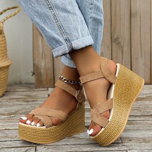 Sandalen dames sandalen wig mode schoenen open teen dames schoen sexy ronde teen dames schoenen dikke bodem wandelschoenen slipper schoenen z0224