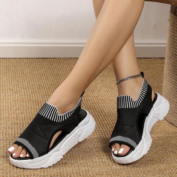 Sandalias zapatos para mujeres gruesas suuelas bocas de pescado suave un pie con la playa talla de mujeres 11w